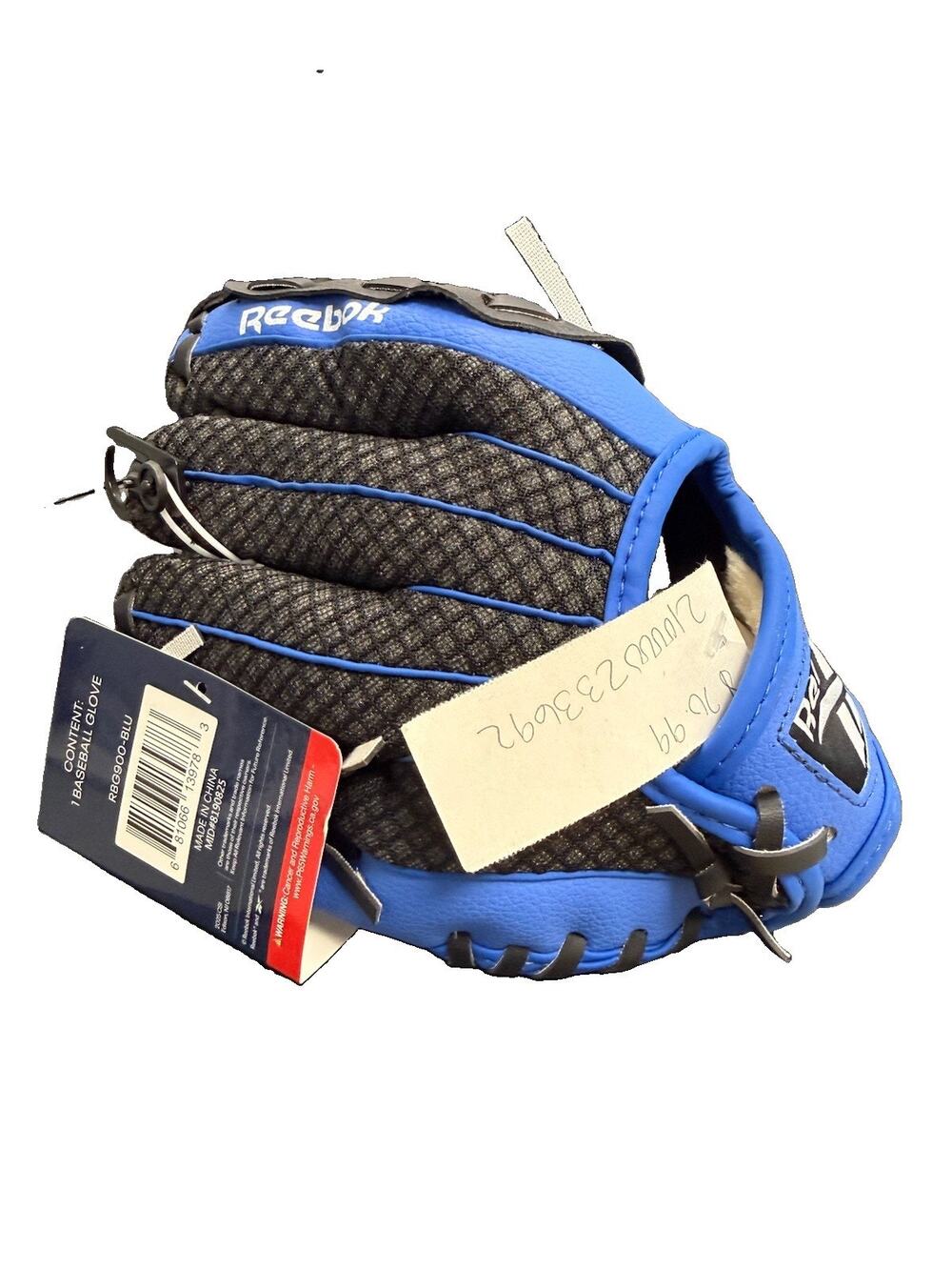 Reebok 9” Youth Baseball Glove Right Hand Throw Blue Black NWT w Foam Ball